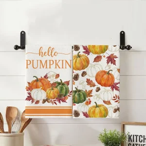 WML088 Hot Selling High Quality Digital Printed Hand Towels Custom Super Absorbent Kitchen Tea Towels for Autumn Thanksgiving