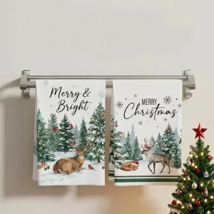 WML089 Custom New Soft Absorbent Hand Towels Decorative Kitchen Dining Table Tea Towels Dish Washing Cloths for Christmas