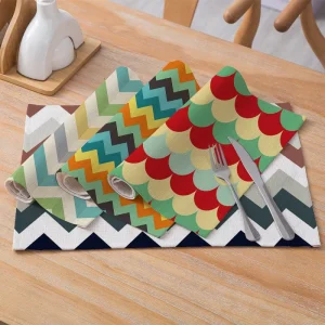 WML091 Custom New Home Single Sided Striped Print Cotton Linen Place Mats Scald proof Heat Insulated Table Mats for Dining Room