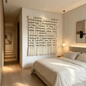 Wabi Sabi Handwoven Cotton Rope Wall Tapestry Ball Macrame Wall Art for Commercial Space Villa Living Room Wall Decoration