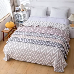 Wabi sabi Style Woven Anti static Throw Blanket Cotton Polyester Blend Wrinkle Resistant Four Seasons Custom Size for Home