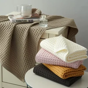 Waffle Cotton Design Soild Color Standard Size Hotel Face Hand Bathroom Towel Set Bath Towel Set for Hotel