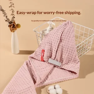 Super Absorbent Quick Drying Waffle Hair Drying Towel Cap for Adults No Blow Dryer Needed