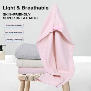 Shuqi Waffle Weave Polyester Hair Towel 50% Thinner Fast Drying Reusable Strong Water Absorption Skin-Friendly