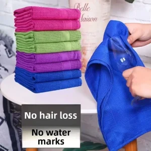 Waffle Textured Square Tea Towel Kitchen Cleaning Cloth Glass Wipe Highly Absorbent Lint Free All Purpose Scrubbing Towel
