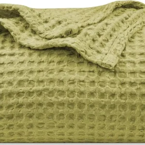 Waffle Throw Blanket Waffle Two Tone Bed Blanket 100% Cotton Waffle Weave Blanket King Size