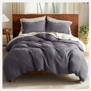 Waffle Weave Duvet Cover Set Cooling Soft Breathable Textured Bedding Set 100% Cotton Waffle Weave Duvet Cover Set