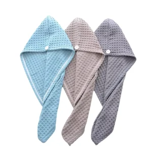 Waffle Weave Hooded Quick Dry Hair Turban Portable Travel Super Absorbent Hair Wrap Towel for Women
