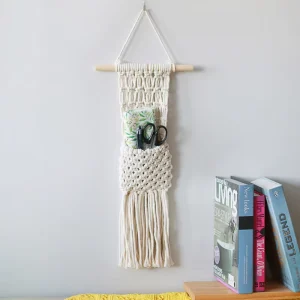 Wall Hanging Storage Bag Linen Fabric Hanging Pocket Organizer for Home