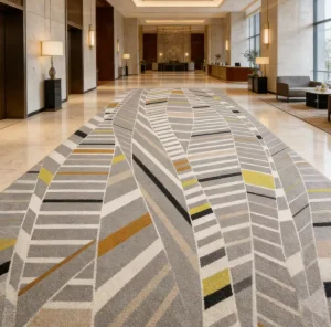Wall-to-Wall Luxury Tufted Nylon Carpet With Abstract Printed Pattern Custom Model Hotel Room Hallway Anti Slip Machine Made