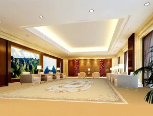 Wall to Wall Polyester Carpet Fireproof Sound Absorb Custom Art Free Sample Hotel Bulk Project