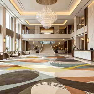Wall to Wall Polyester Hotel Lobby Carpet Fireproof Sound Insulation Custom Pattern Free Sample for Global Hotel Distributors