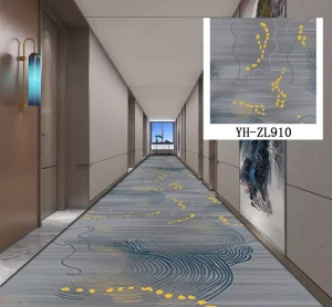 Wall to Wall Printed Carpet Abstract Wave Design Hotel Corridor Commercial Nylon Full Roll Carpet