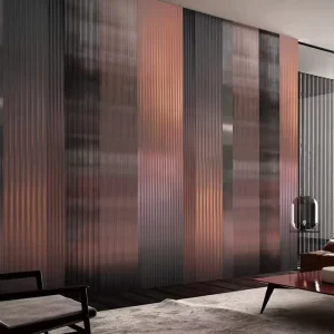 Wallpaper Wall Panels Metallic Ribbed Copper and Gunmetal Tone Linear Texture Wall Decor for Modern Luxury Home Decor