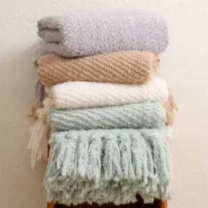 Warm Christmas Blanket for Winter Travel Outdoor Camping Throw Blanket with Hand Knotted Fringe Natural Soft