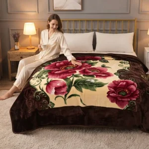 Warm Floral Pattern Anti Bacteria Four Seasons Use Customizable Cozy Comfortable Raschel Blanket