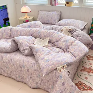 Warm Fluffy Bedding Set 3PCS Bedspread Set Soft Plush Quilt Set