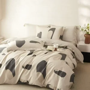 Warm Fresh Botanical Print Cotton Duvet Cover Set for Couples Bedding Set Duvet Cover Set