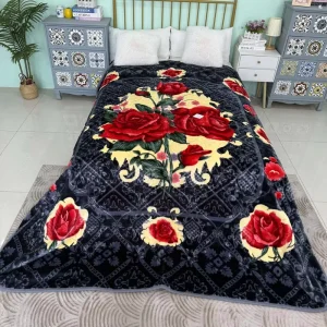Warm Luxurious Printed Single-Layer Thick Soft Bed Sofa Throw Heavy Weight Raschel Blanket