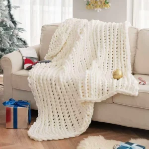 Warm Nature Chunky Knit Weighted Wool Blankets Sofa Bed Baby Yarn Chenille Knitted Blanket