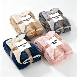 Warm Reversible Sherpa Fleece Throw Blanket for Bed and Couch