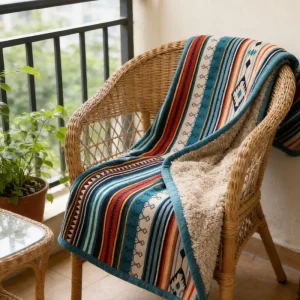 Warm Soft Boho Aztec Raschel Sherpa Throw Blanket Thick Plush Double Layer Polyester Anti-Bacteria Four Seasons