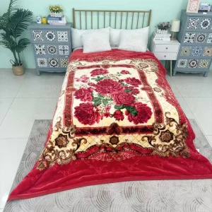 Warm Soft Knitted Thick Embossed 6Kg Double Bed Heavy Weight 2PLY Throw Raschel Blanket for Winter