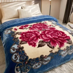 Warm Soft Luxury Knitted Raschel Polyester Blanket Double Bed Size Double Sided Fleece Cute Animal Pattern Winter Throw Blanket