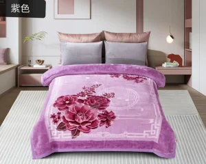 Warm Soft Woven Raschel Blanket Polyester Rayon Wool Disposable Four Seasons Use Embossed Floral Pattern Modern Style