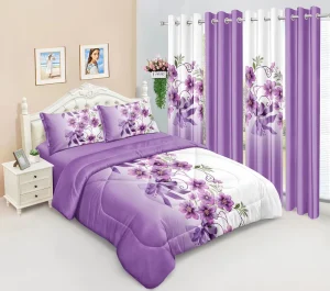 Warm Winter Comforter Set with Matching Curtains 8 Pcs Set Bedding Sheet Set in Stock