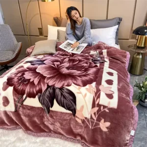 Warm and Soft Luxury Knitted Raschel Blanket Blankets for Winter 8 Kg Double Bed 2 Ply Korean Mink Throw Blanket for Winter