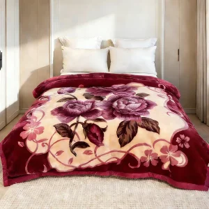 Warm and Soft Luxury Vintage Floral Grandma Style Knitted Raschel Blanket Anti Pilling OEM Available