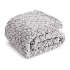 Warming Plaid Custom Fluffy Cozy Luxury Microfiber Polyester Solid Flannel Jacquard Sherpa Fleece Blanket
