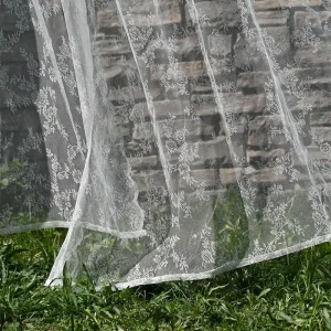 Warp Knitted Lace Rustic Outdoor Window Sheer Lace Curtains Rod Pocket Window Sheer