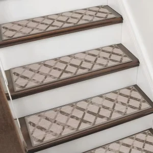 Washable 8″x30″ Indoor Stair Carpet Treads Non Slip Reusable Adhesive Stair Runner Rugs for Kids and Dogs