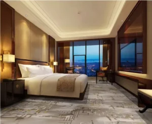 Washable Anti-Static Anti-Slip Geometric Cut Pile Reversible Hotel Carpet Broadloom Roll for Banquet Hall and Room