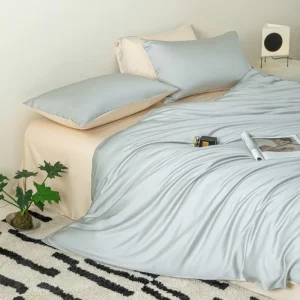 Washable Cool Silky Multi Size Anti Wrinkle Solid Eco Fiber Hotel Inn Decor Soft 4 Piece Duvet Bed Sheet Kit
