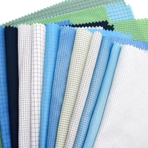 Washable Dust-proof Anti-static Polyester ESD Fabric With Black Carbon Fiber Conductive Yarn