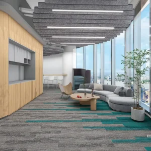 Washable Fireproof Commercial Office Carpet Tile with Non Slip Blended Yarn Surface Modular Carpet Tiles for Office Carpets