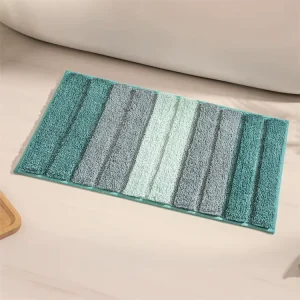 Washable Fluffy Microfiber Tufted Bath Mat Water Absorbent Striped Soft Anti slip for Children Home and Hotel Use