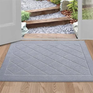 Washable Indoor Entrance Doormat Absorbent Quick Dry Dirt Resistant Non Slip Low Profile High Traffic Polyester Tufted