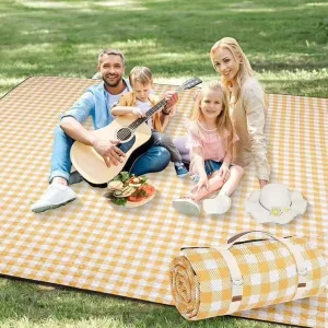 Washable Outdoor Packable Beach Mat Large Size Family Travel 3 Layer Picnic Blanket Portable with Carry Strap