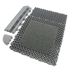 Washable PVC Interlock Modular Mat Striped Carpet Entrance Exit Doormat for Home Hotel Office or Outdoor