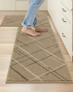 Washable Polyester Kitchen Sink Rug 2 PCS Kitchen Mats Non Slip Absorbent Runner Rugs for Kitchen Floor