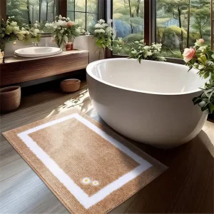 Washable Polyester Tufted Solid Color Non Slip Thick Bath Mat for Elderly Home Hotel Use