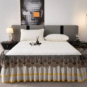 Washable Single Queen King Size Bed Sheets with Elastic Belt Solid Pattern Home and Hotel Bed Skirt Cover Set Dorm Bed Skirt