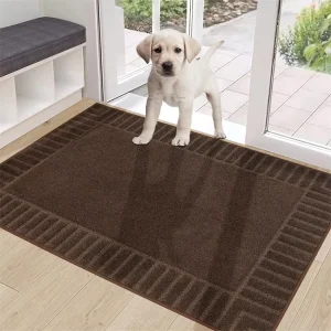 Washable Tufted Striped Low Profile Entrance Mats Polyester Anti Slip Floor Door Mat Dirt Trapper Absorbent