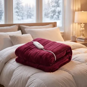 Washable Winter Soft Flannel Heating Throw Blanket with 5 Heating Levels 10H Auto off for Household Use