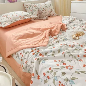 Washed 100% Microfiber Cooling Summer Quilt Printed Breathable Bedding Comforter Set Home Hotel Polyester Customizable Designs