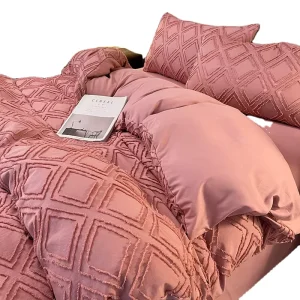 Washed Microfiber Tufted Clipped Boho Jacquard Duvet Cover 3 pc Set